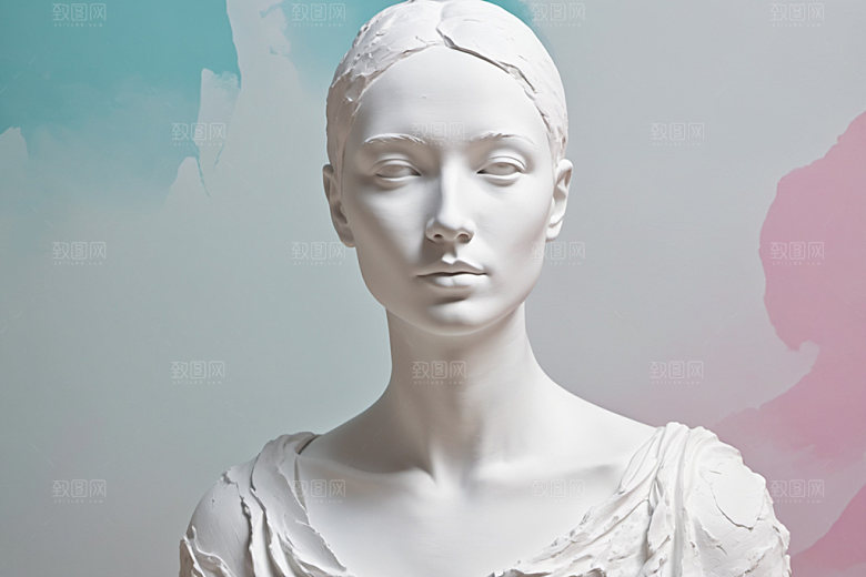 石膏雕塑人像唯美素材