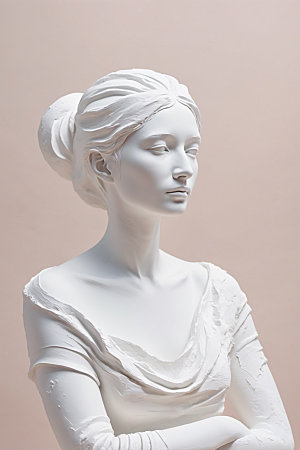 石膏雕塑人像白模素材