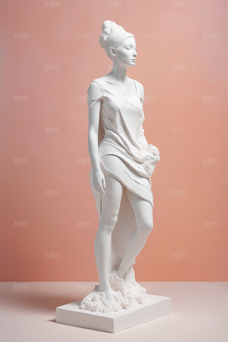 石膏雕塑唯美人像素材