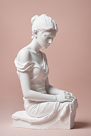 石膏雕塑人像白模素材