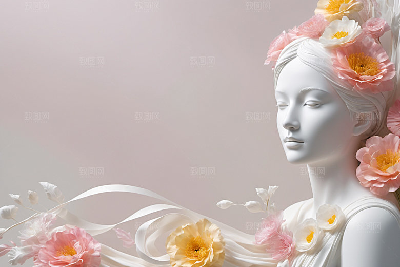 石膏雕塑立体唯美素材