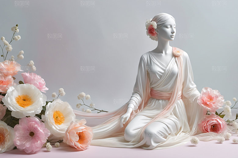石膏雕塑立体人像素材