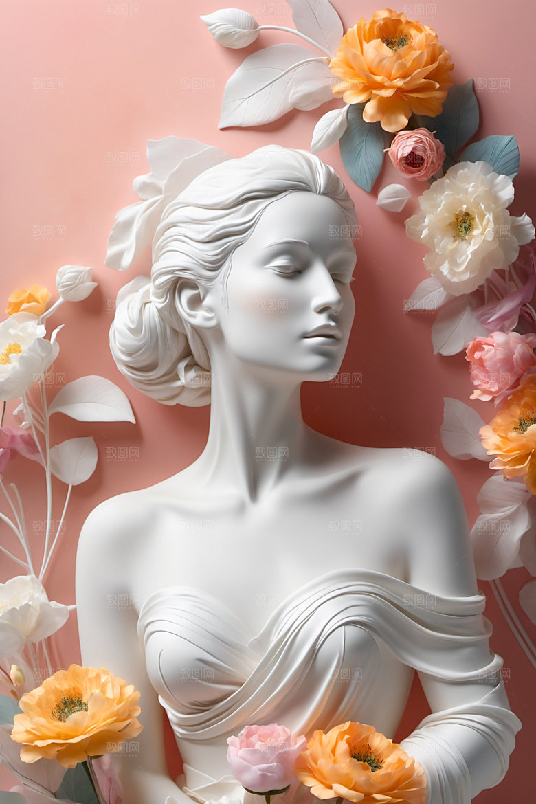 石膏雕塑唯美3D素材