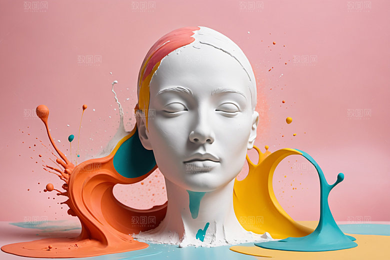 石膏雕塑3D白模素材