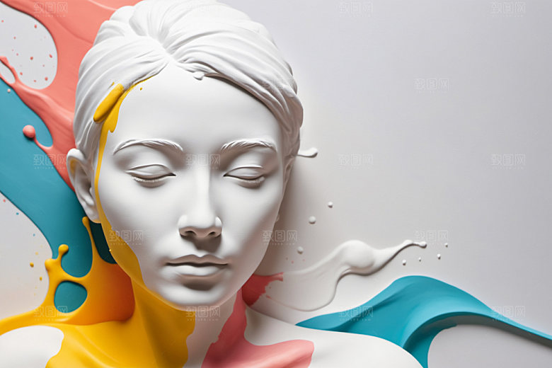 石膏雕塑3D白模素材