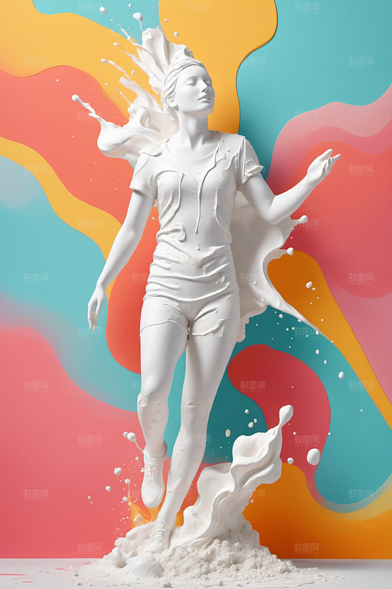 石膏雕塑人像白模素材