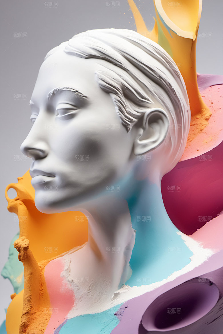 石膏雕塑3D唯美素材