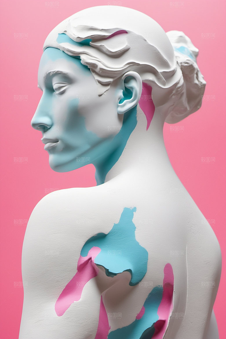 石膏雕塑人像3D素材