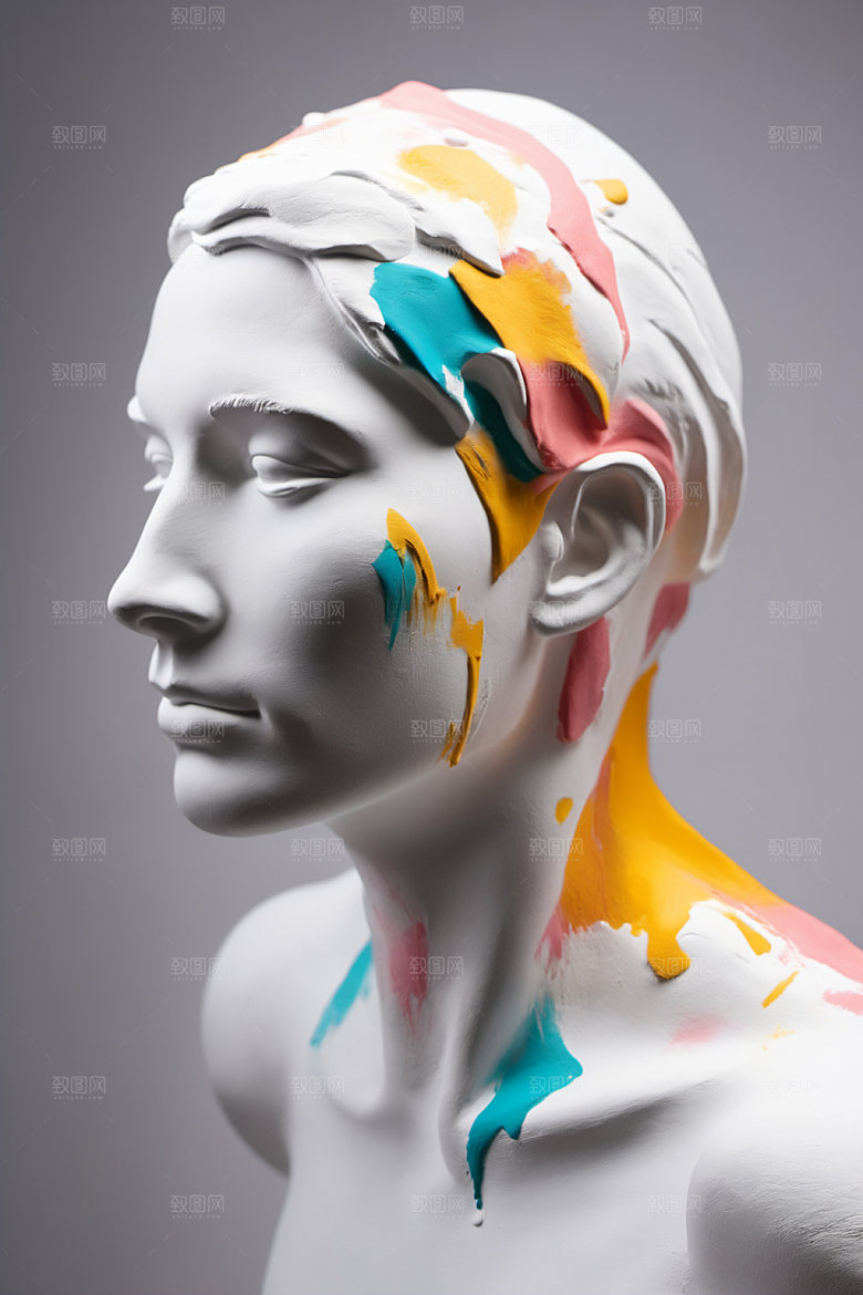 石膏雕塑人像3D素材