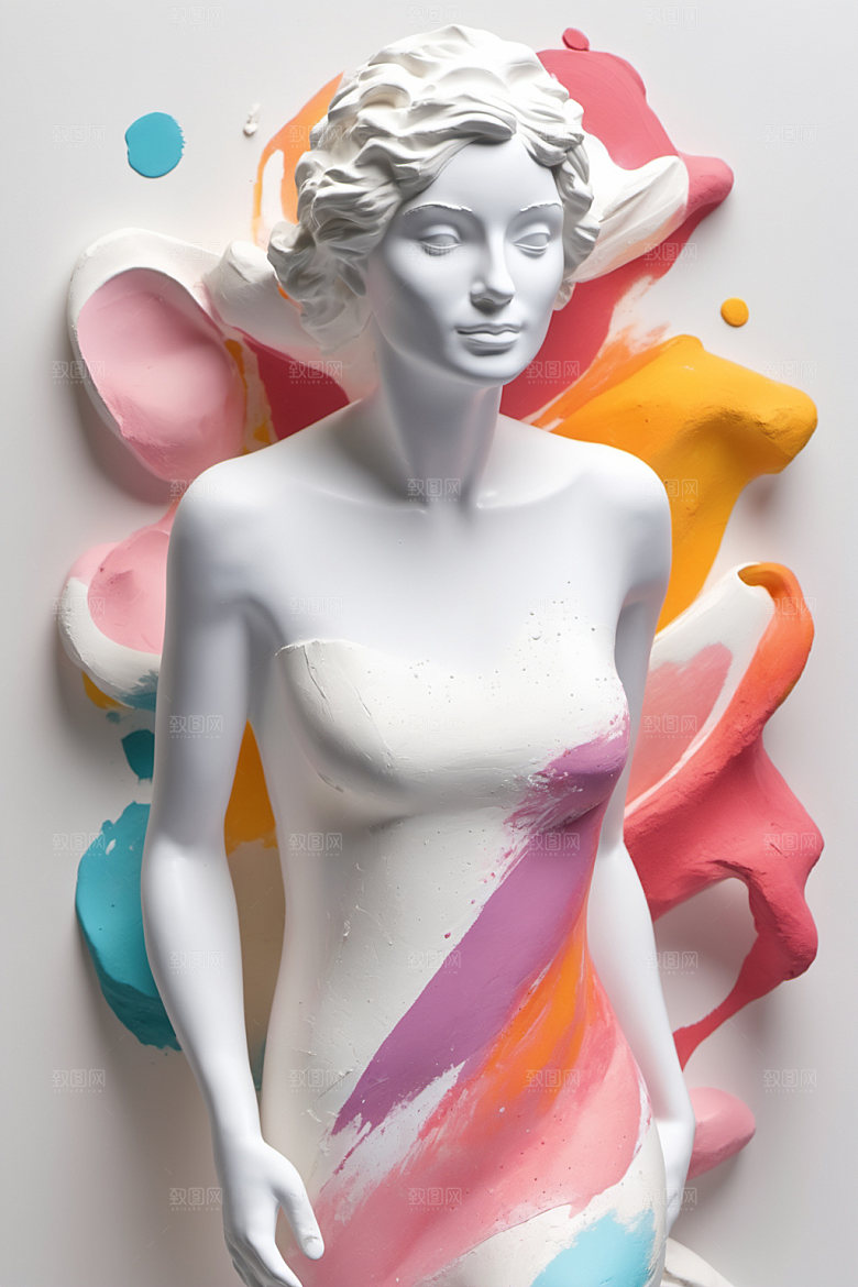 石膏雕塑3D唯美素材