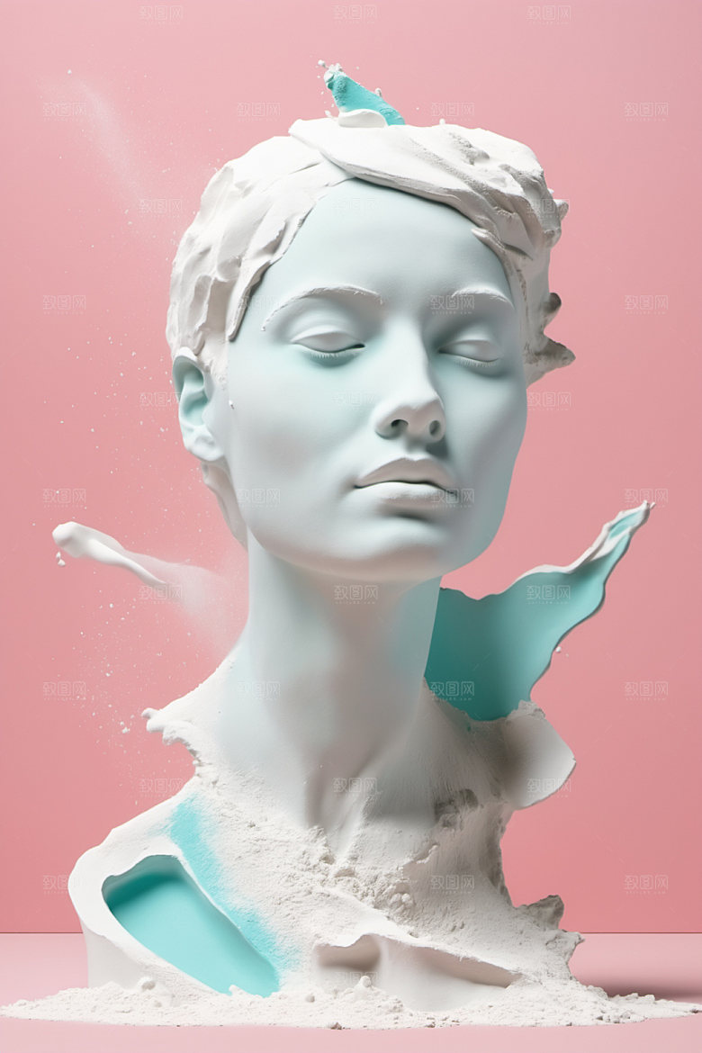 石膏雕塑人像3D素材