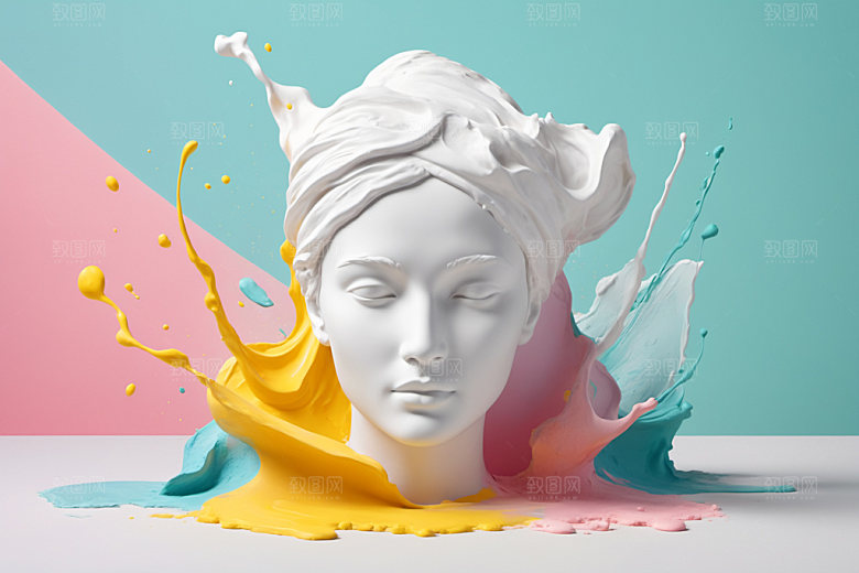 石膏雕塑3D白模素材