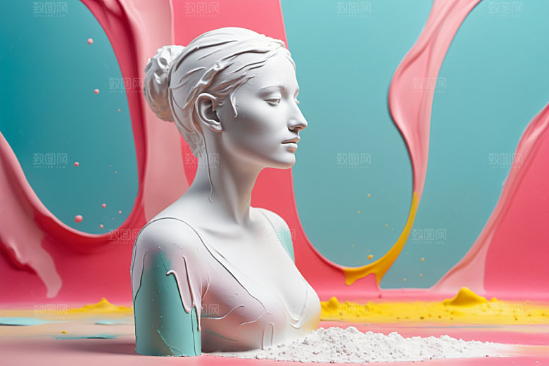 石膏雕塑人像3D素材