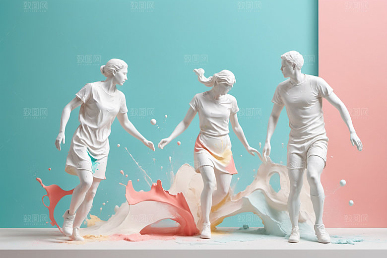 石膏雕塑人像3D素材