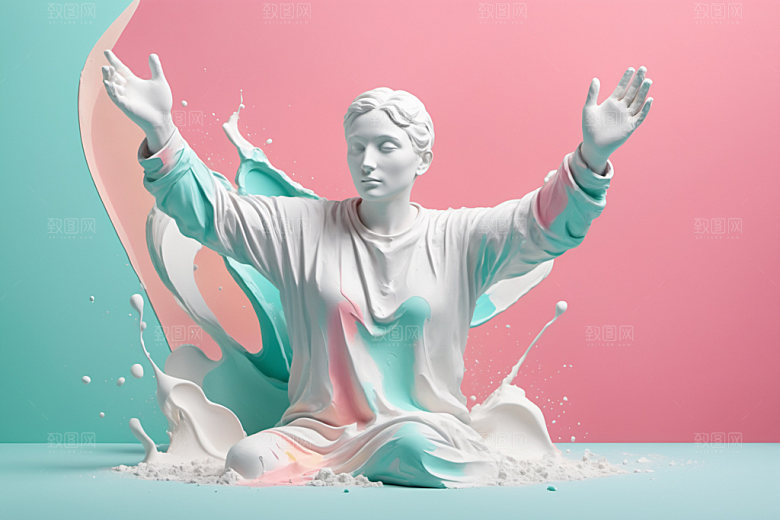 石膏雕塑人像白模素材