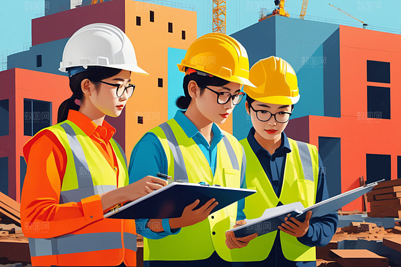 彩色工人涂鸦建设插画