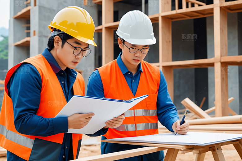 彩色工人工厂建设插画