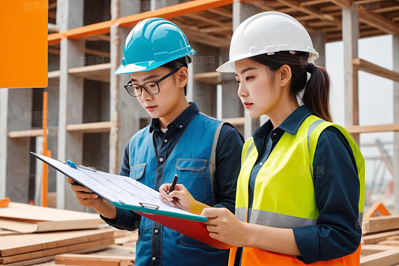 彩色工人工厂建设插画