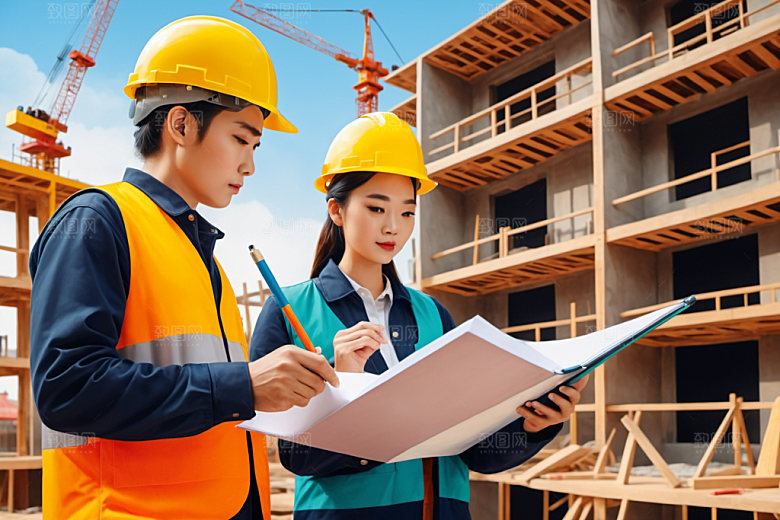 彩色工人人物建设插画
