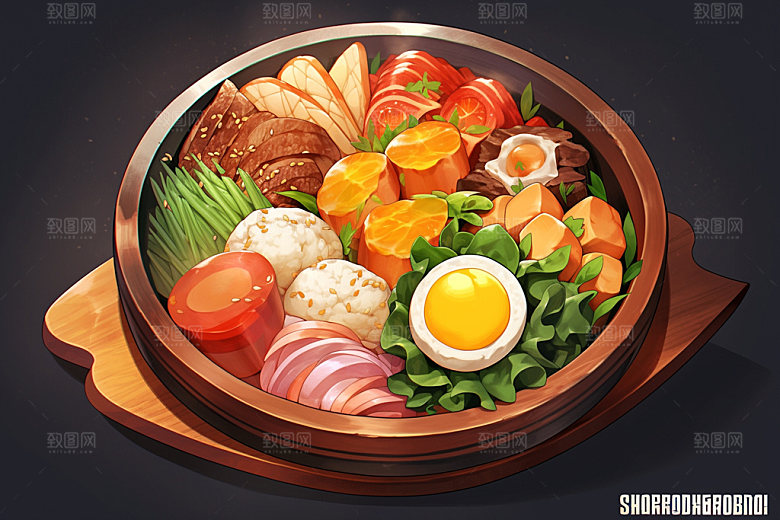 石锅拌饭韩式拌饭风味素材