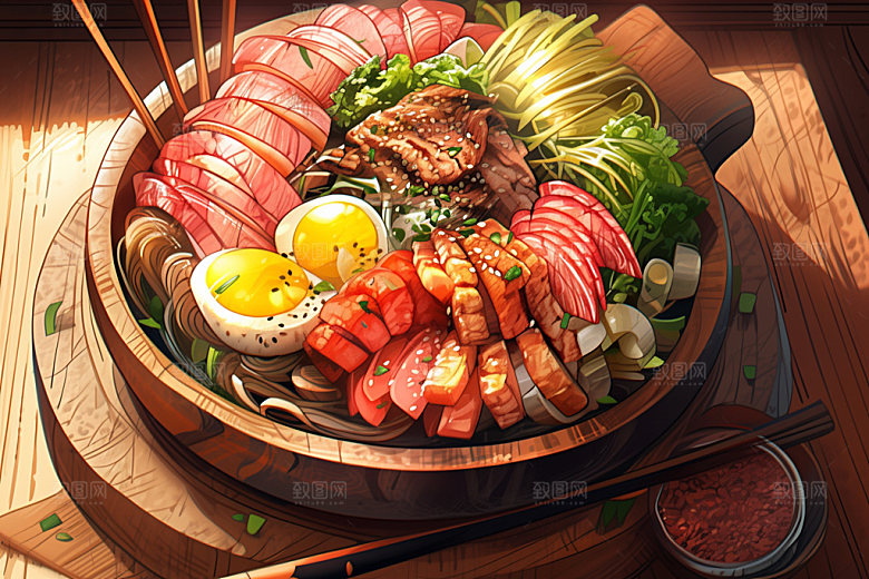 石锅拌饭韩式拌饭美味素材