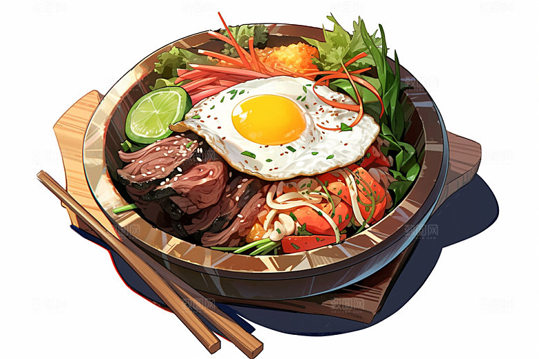 石锅拌饭韩国料理特色美食素材