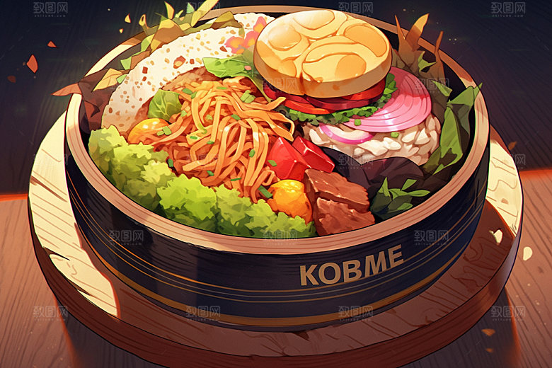 石锅拌饭风味特色美食素材