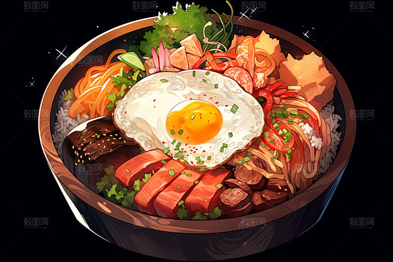 石锅拌饭韩式拌饭美味素材