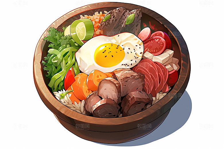 石锅拌饭风味特色美食素材