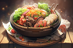 石锅拌饭韩国料理特色美食素材