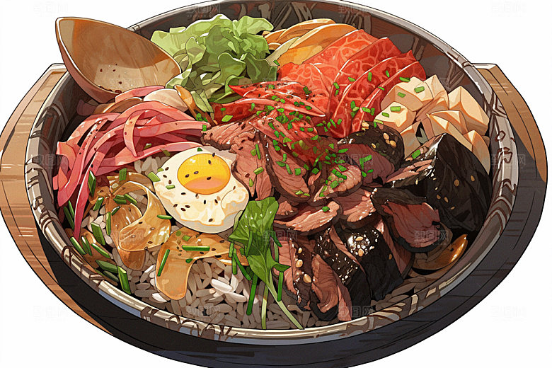 石锅拌饭韩国料理美味素材