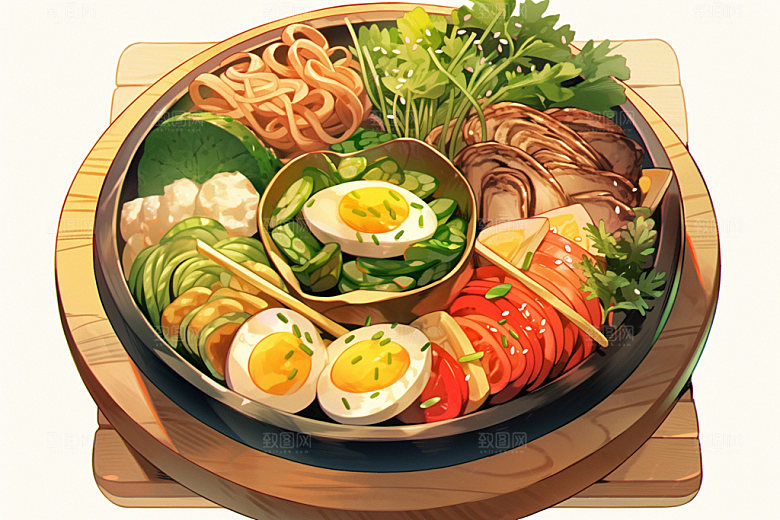 石锅拌饭美味特色美食素材