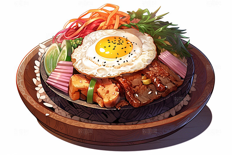 石锅拌饭美味韩国料理素材
