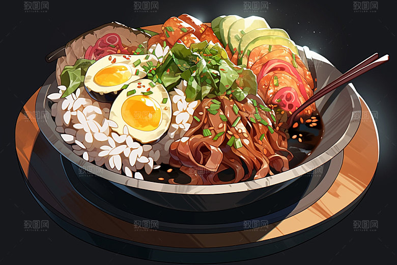 石锅拌饭高清美味素材