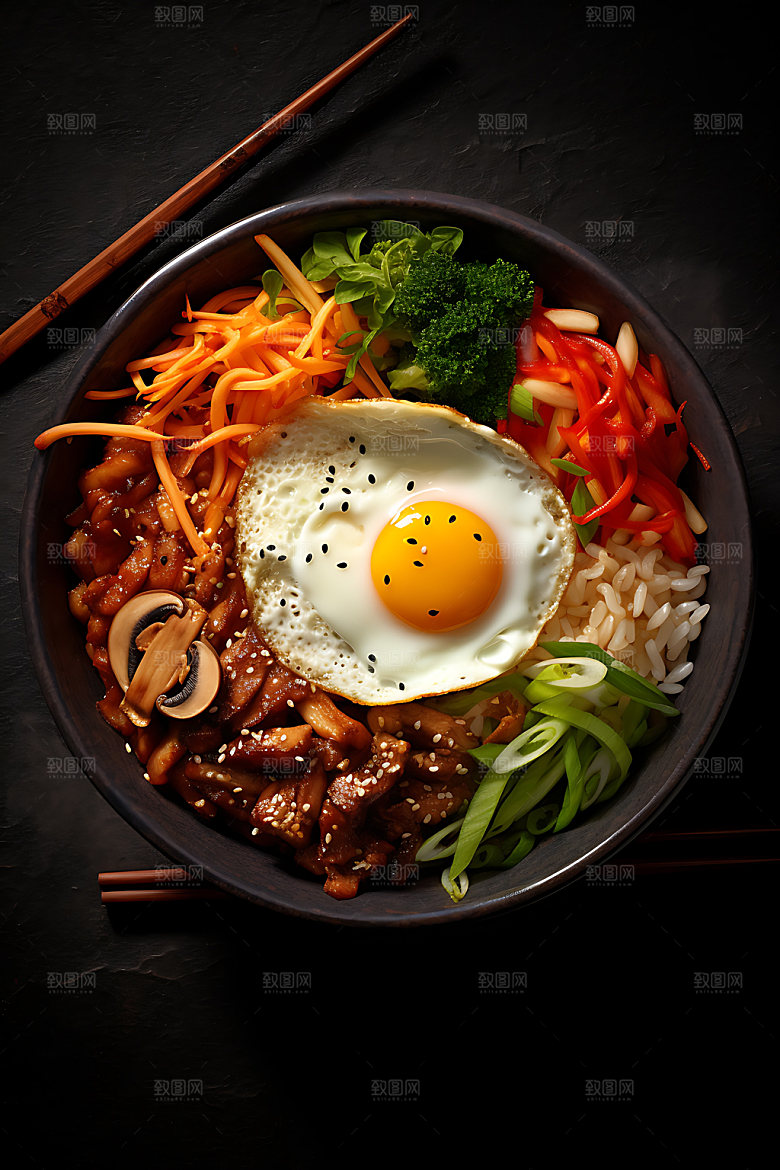 石锅拌饭高清美味摄影图