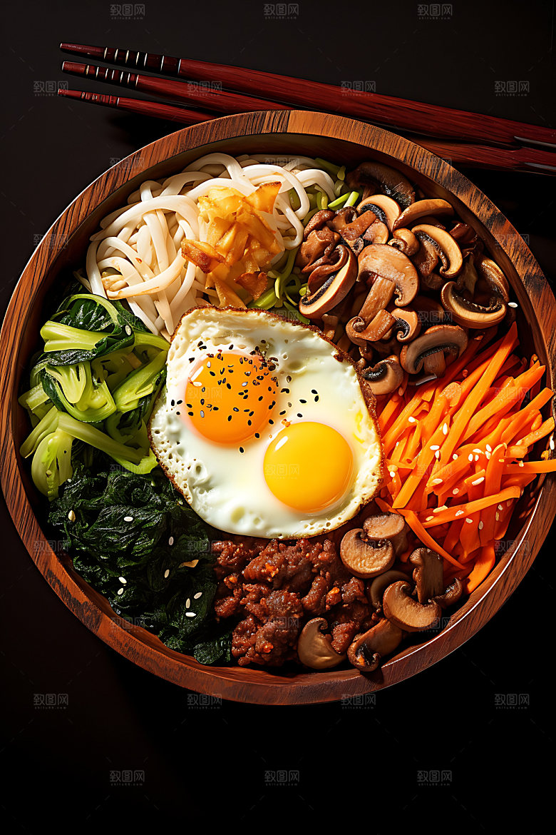 石锅拌饭高清韩国料理摄影图
