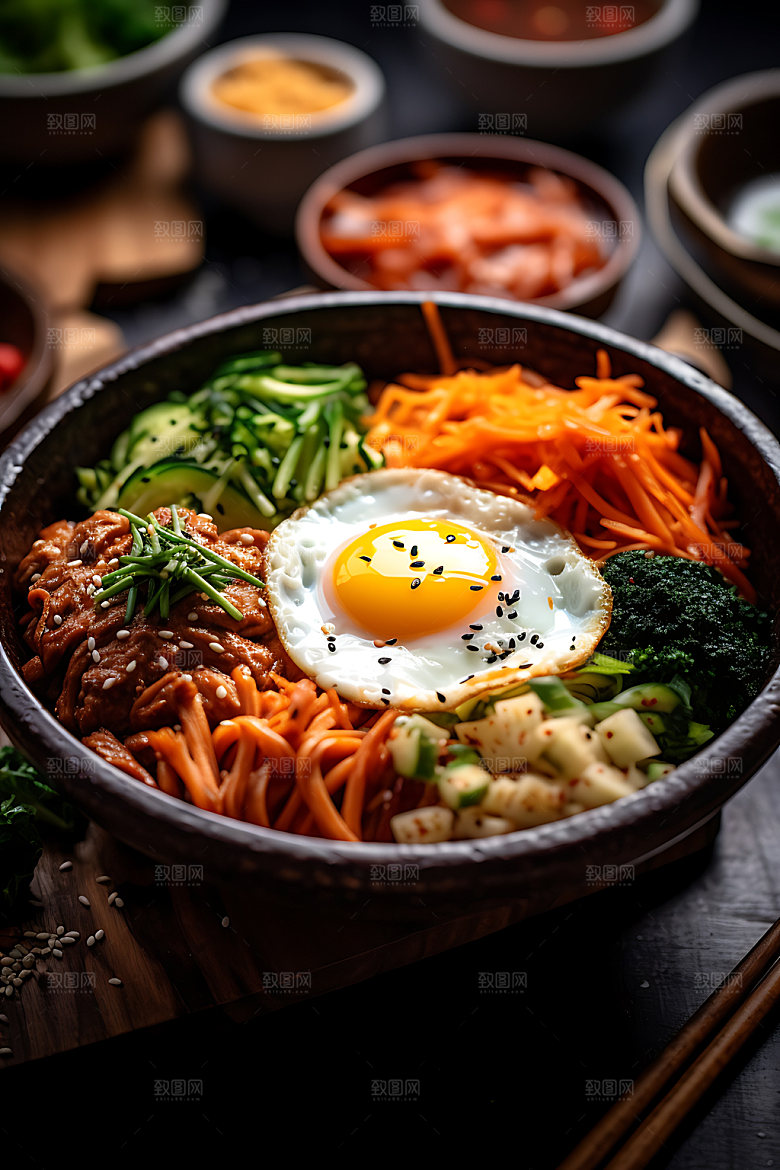 石锅拌饭美食特色摄影图