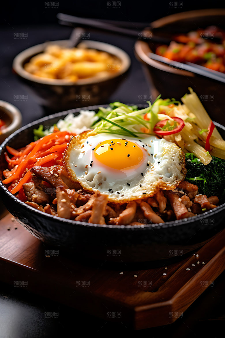 石锅拌饭高清美味摄影图