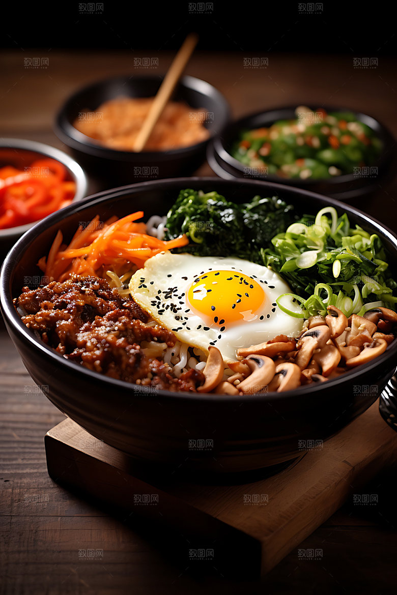 石锅拌饭特色美食摄影图