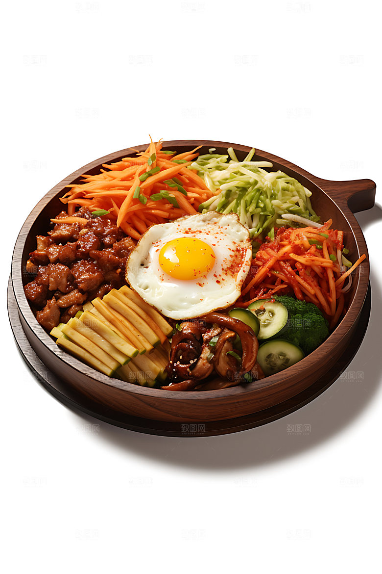 石锅拌饭韩国料理美味摄影图