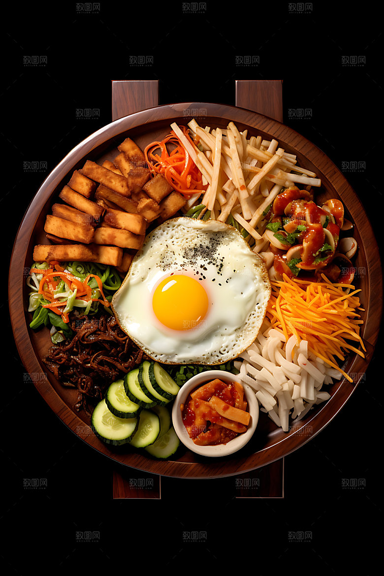 石锅拌饭美味美食摄影图