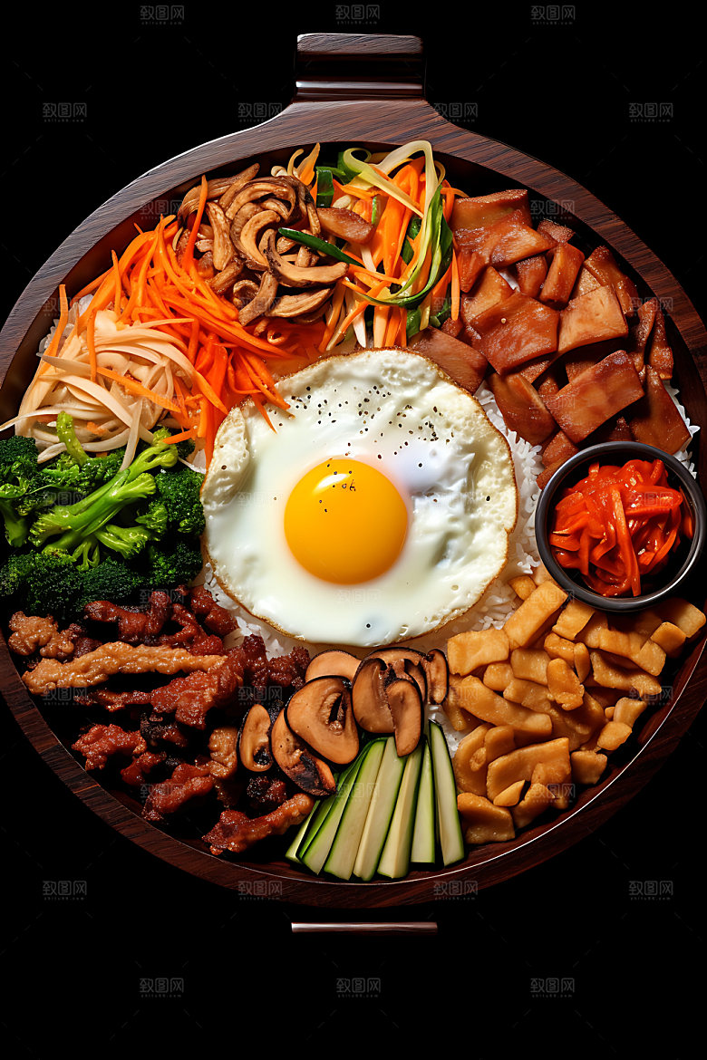 石锅拌饭美味美食摄影图