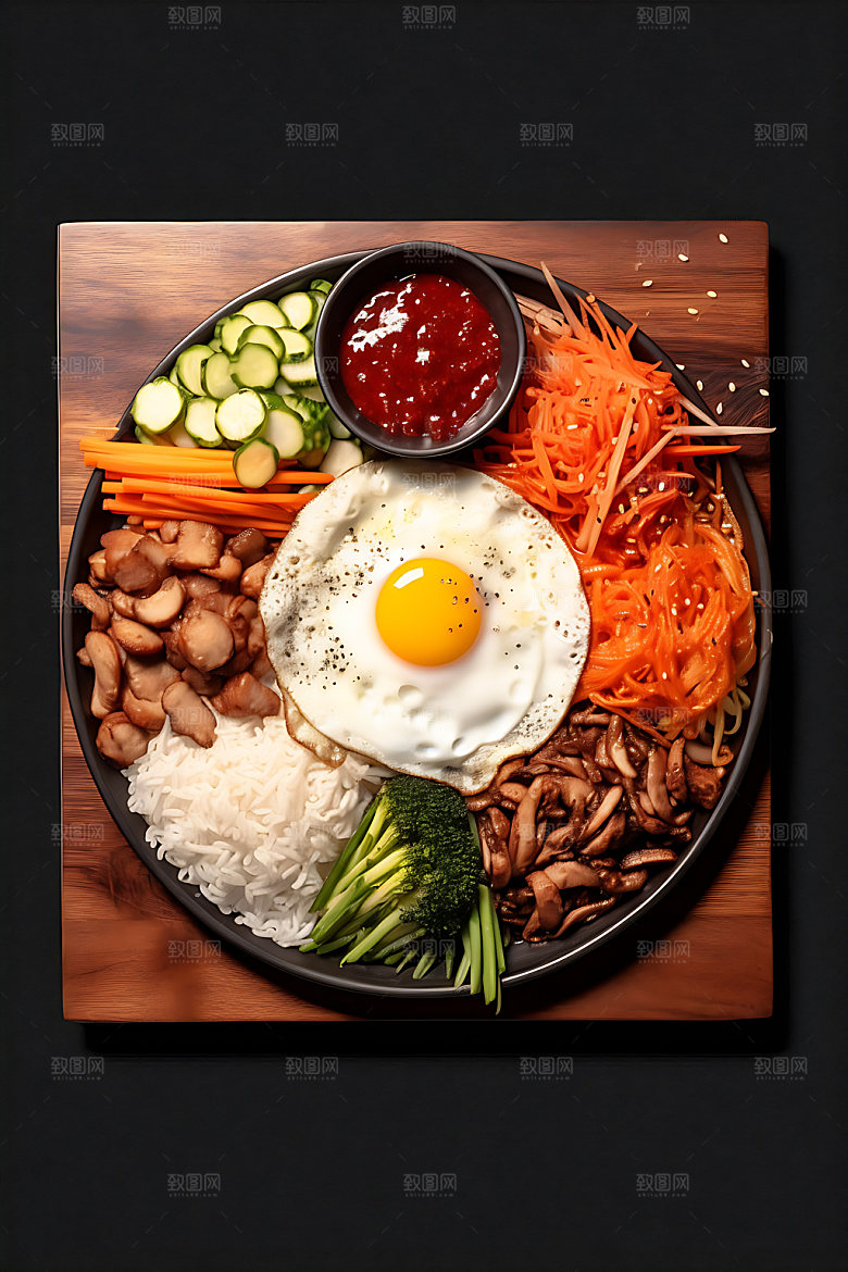 石锅拌饭美食高清摄影图