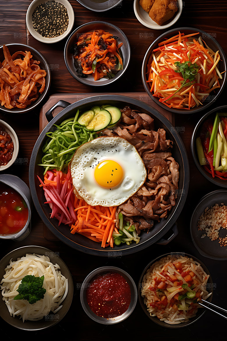 石锅拌饭特色美味摄影图