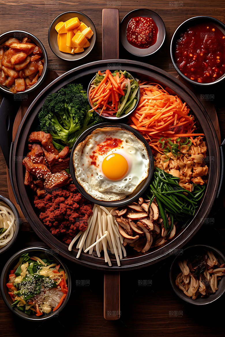石锅拌饭美食高清摄影图