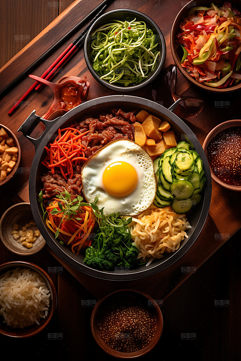 石锅拌饭美食特色摄影图