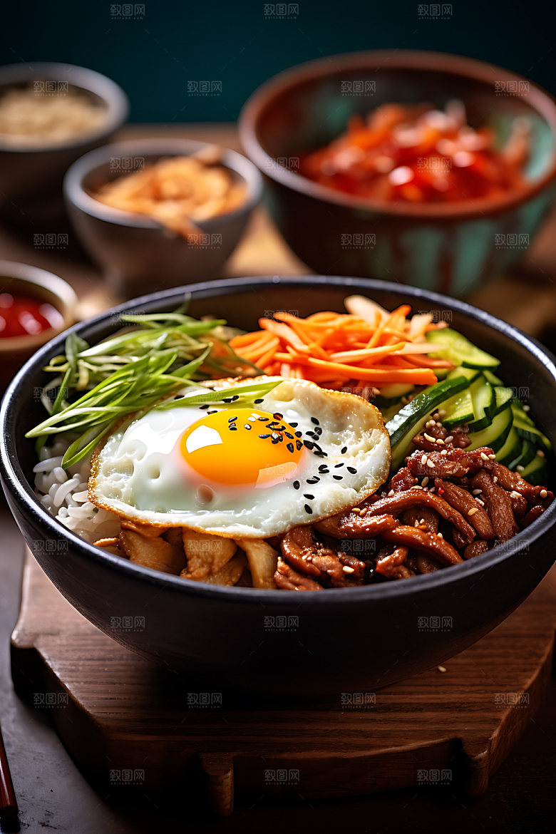 石锅拌饭美味特色摄影图