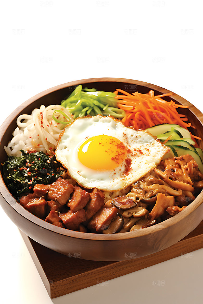 石锅拌饭美食韩国料理摄影图