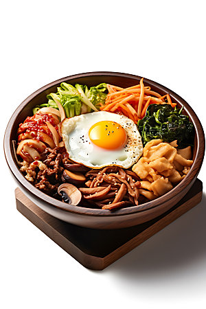 石锅拌饭特色韩国料理摄影图