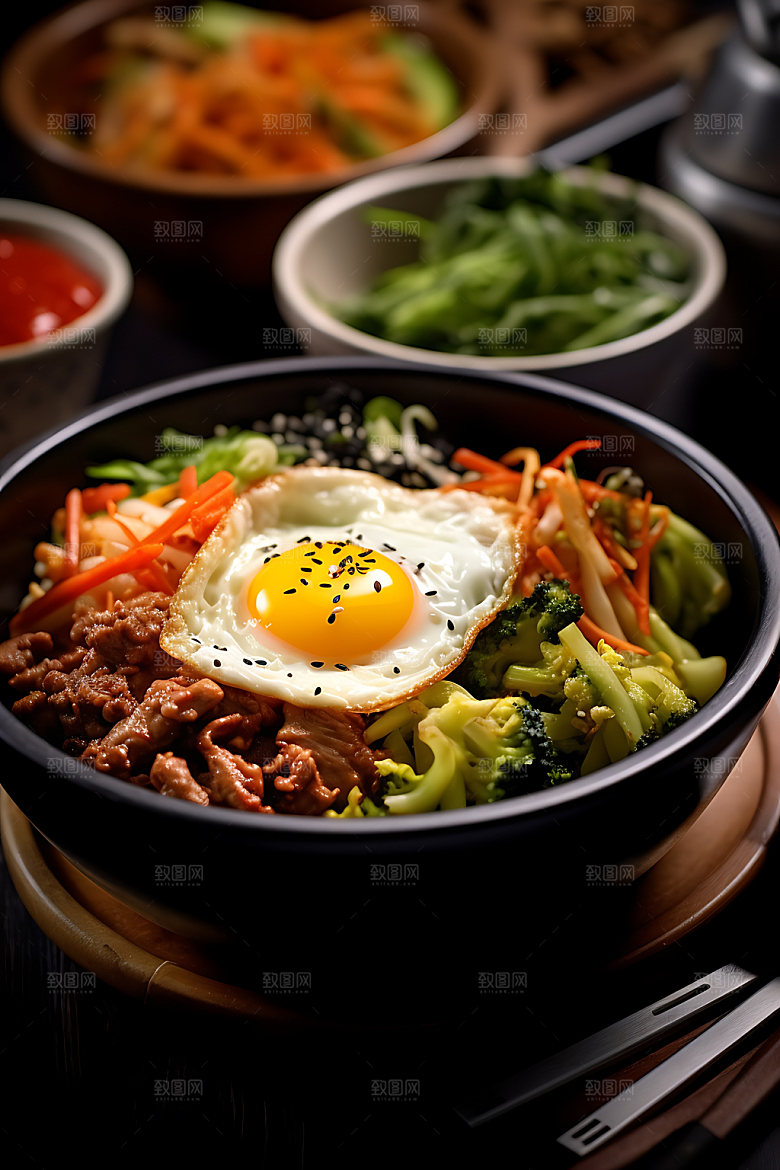 石锅拌饭美味特色摄影图